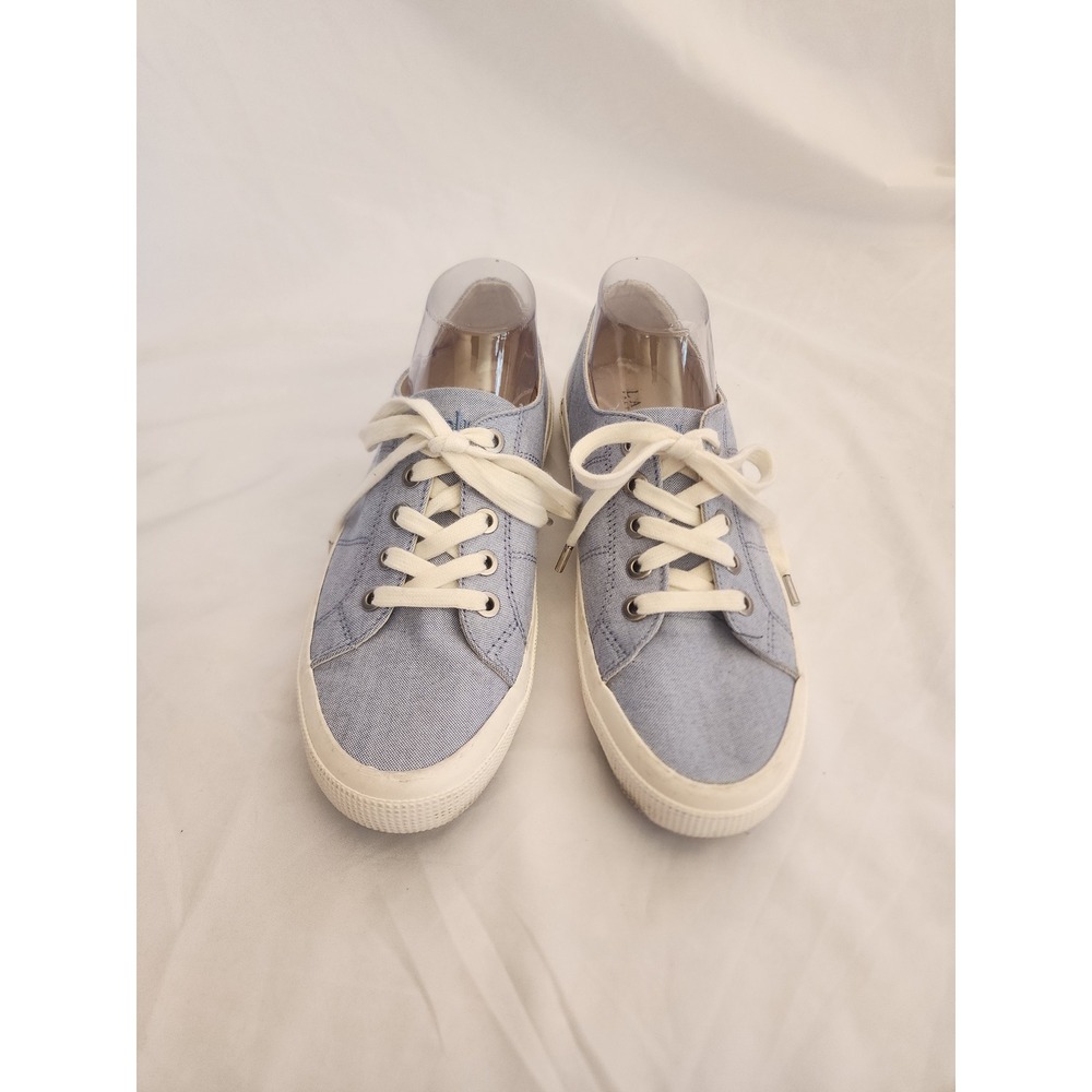 Lauren Ralph Lauren Jolie Blue Oxford Cloth Sneakers Low Top Lace Up Shoes 9.5B